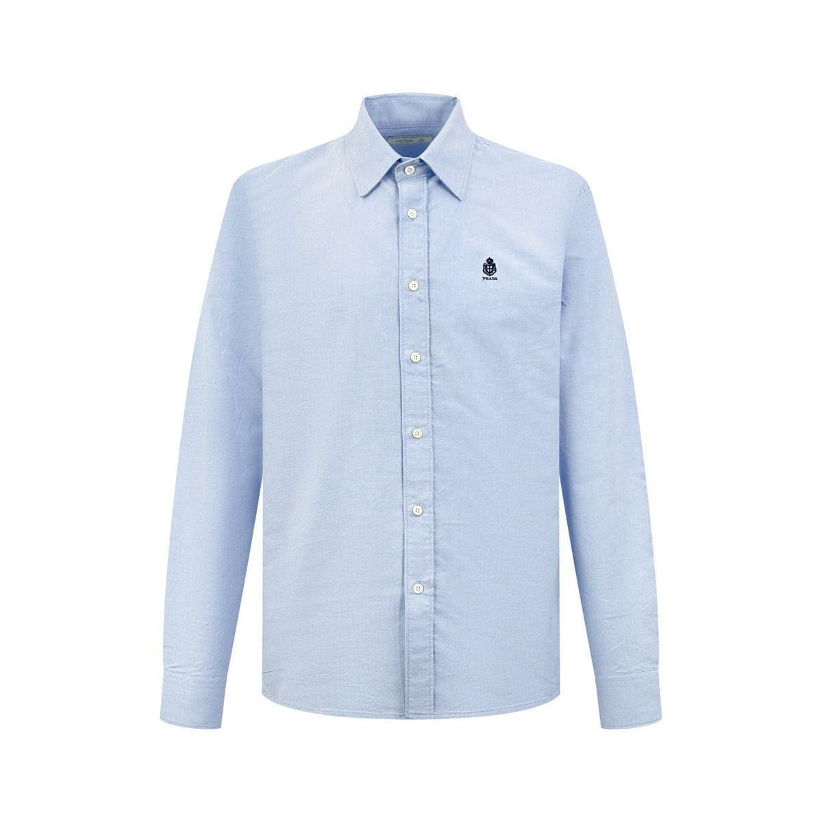 Men's Long‑Sleeve Button‑Down Shirt, Small Logo Embroidery On Left Chest