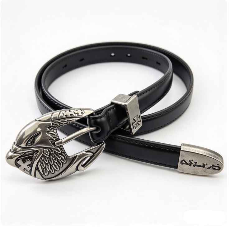 ERD Leather Belt 3D Carved Eagle Cross Vintage Waist Belt