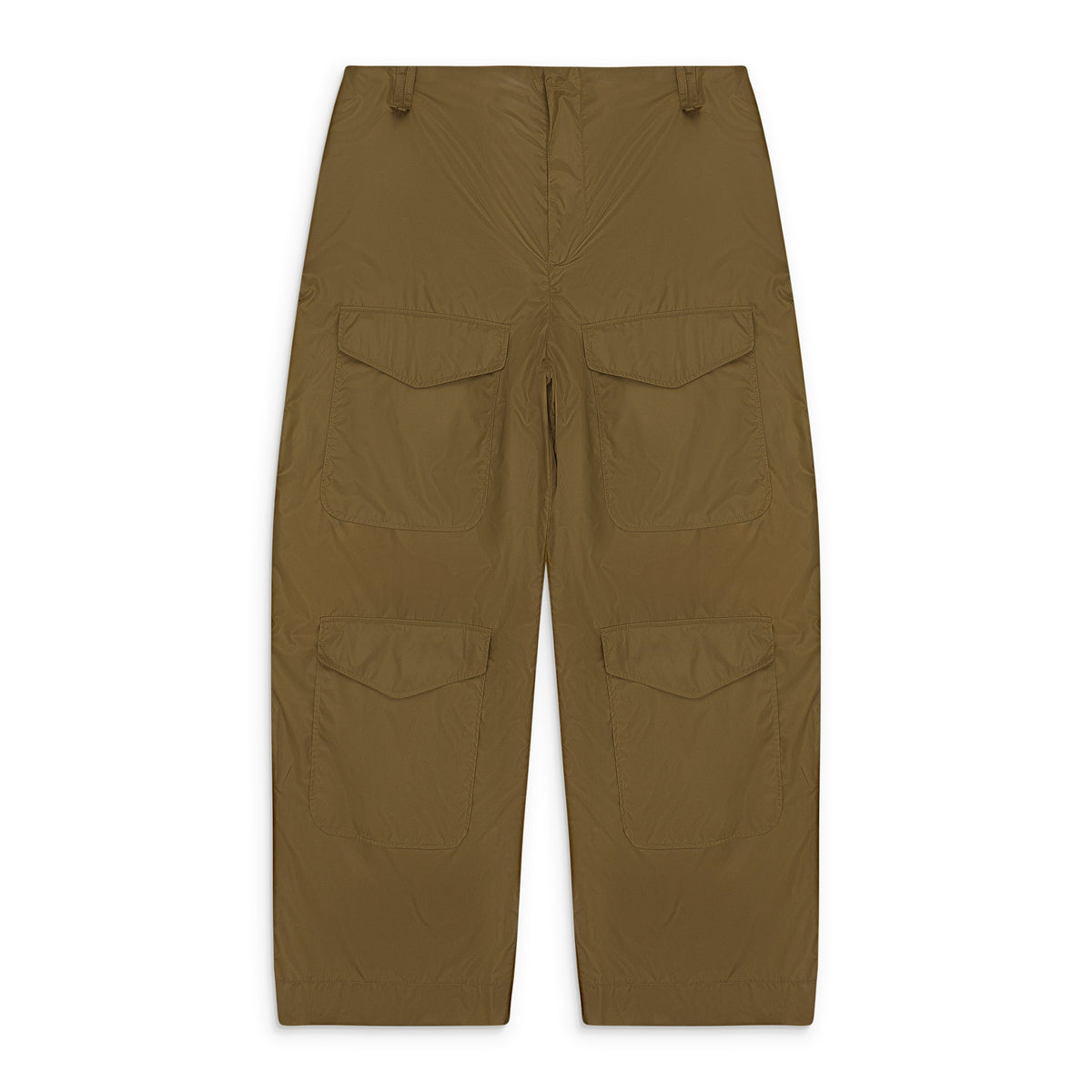 GREEN MULTI POCKET TECH NYLON CARGO TROUSERS