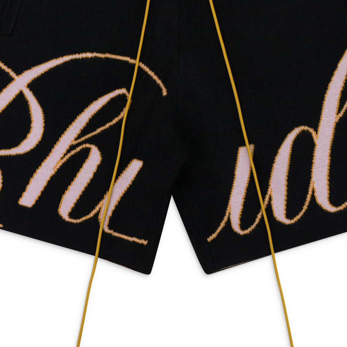 BLACK GP KNIT SCRIPT SHORTS