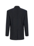 Saint Laurent double-breasted jacket in pin-dot stripe wool gabardine