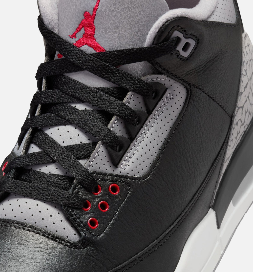 Air Jordan 3 Retro Black Cement Men's Sneakers - Black / Fire Red / Cement Grey / White