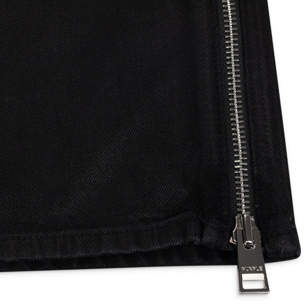 Black Side Zip Coated Clean Wide-Leg Jeans
