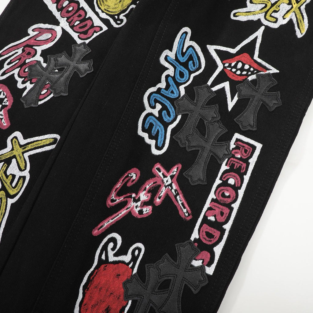 Chrome Hearts American street art cross with straight shaft Pants W10
