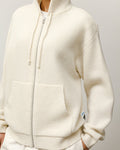 TEXTURED ZIP HOODED SWEATER Bone