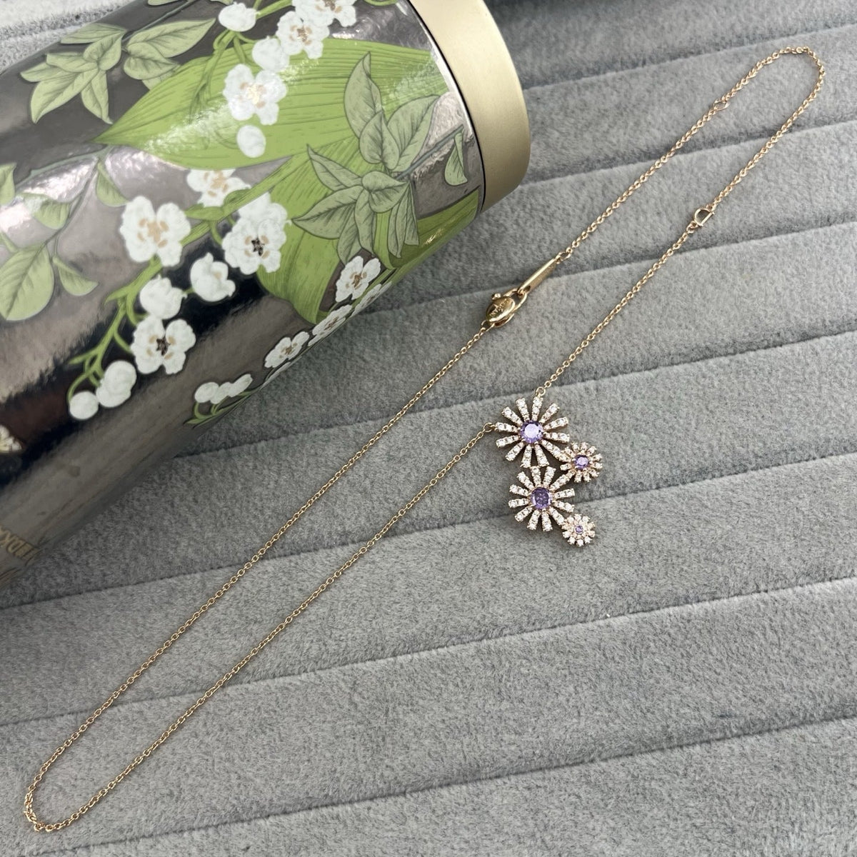 Damiani Style Floral Cubic Zirconia 18K Gold-Plated Necklace