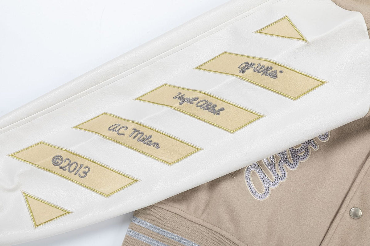 Off-White Embroidered Badge Varsity Jacket Unisex