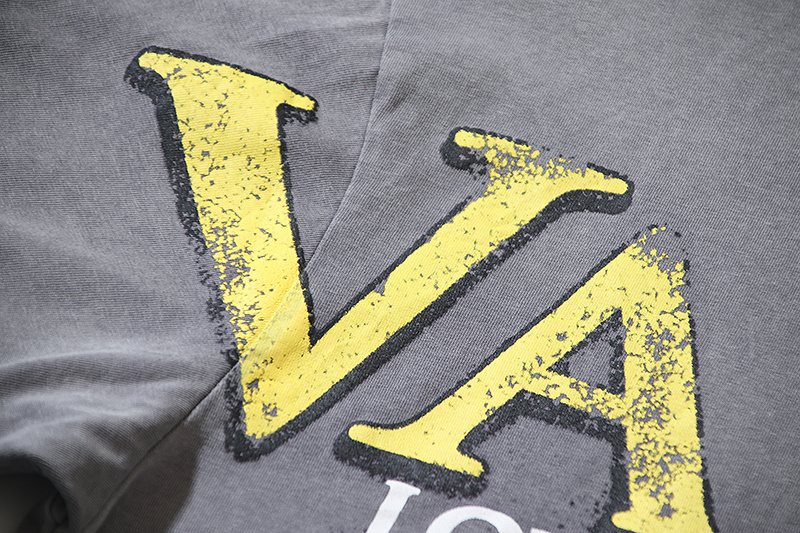 VALE USA Washed Gray Front Graphic T-Shirt