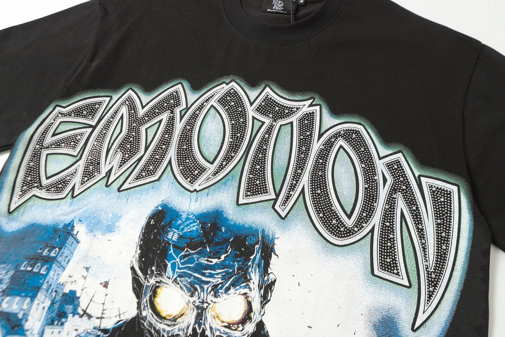 MIXED EMOTION Rhinestone Graphic T-Shirt