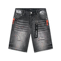 Purple Brand Paint-Splatter Distressed Denim Shorts - Black