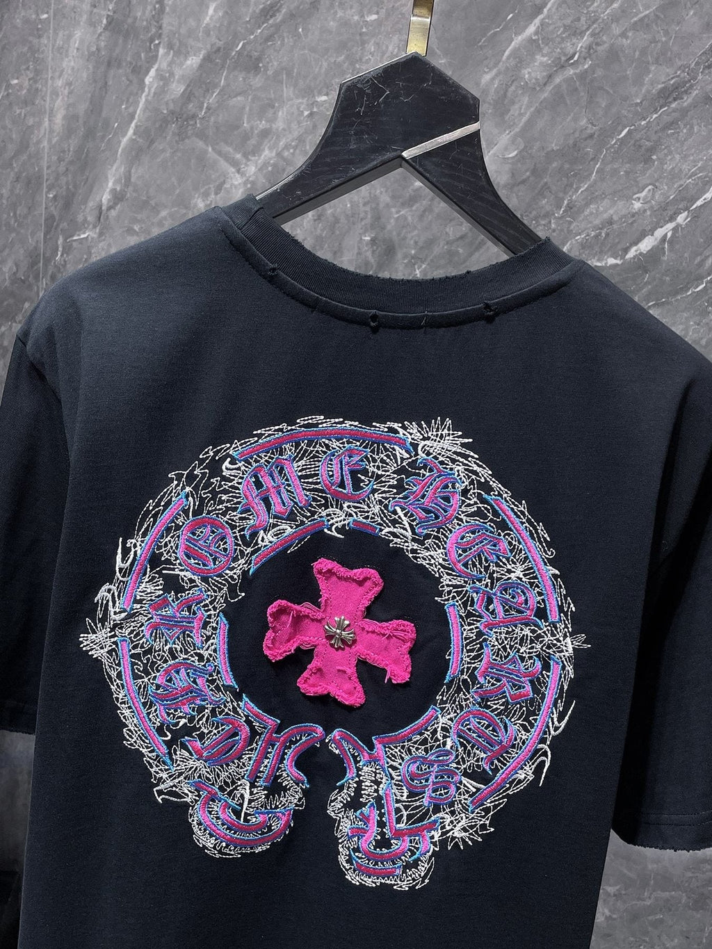 Chrome Hearts Horseshoe Cross Embroidered T-Shirt