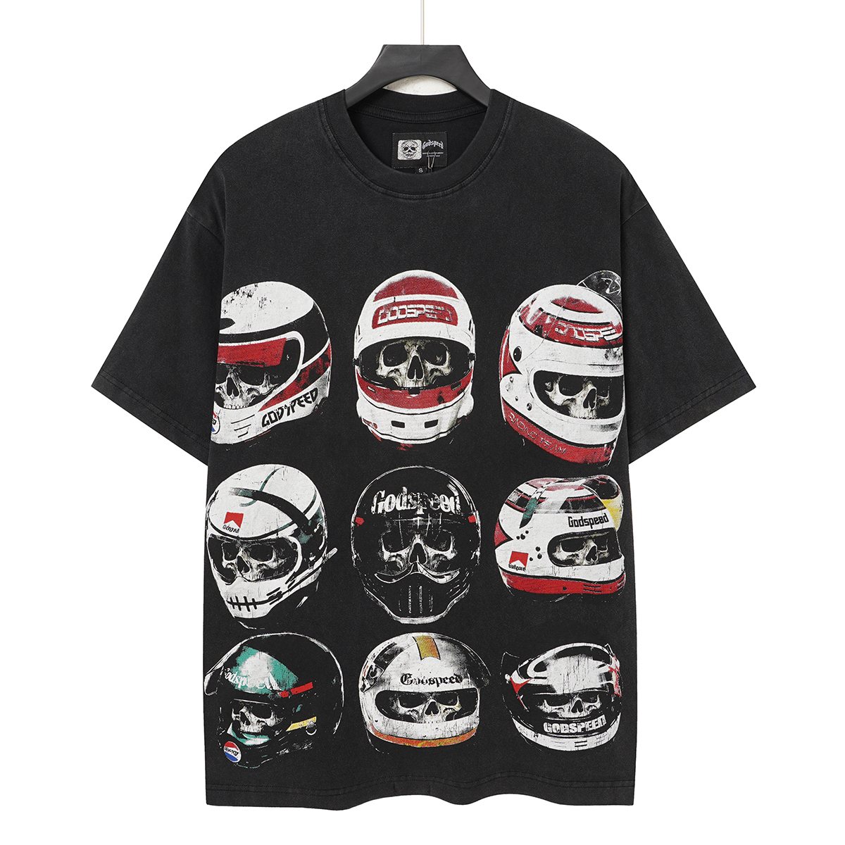 Godspeed Out of Many One Racing Helmet Graphic T-Shirt