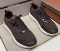 Men's Dark Brown Paneled Sneakers