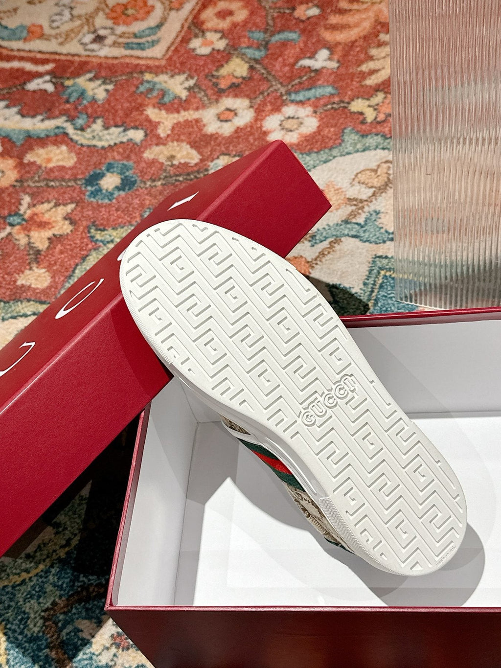 Gucci Men's Monogram Stripe Slip-On Sneakers
