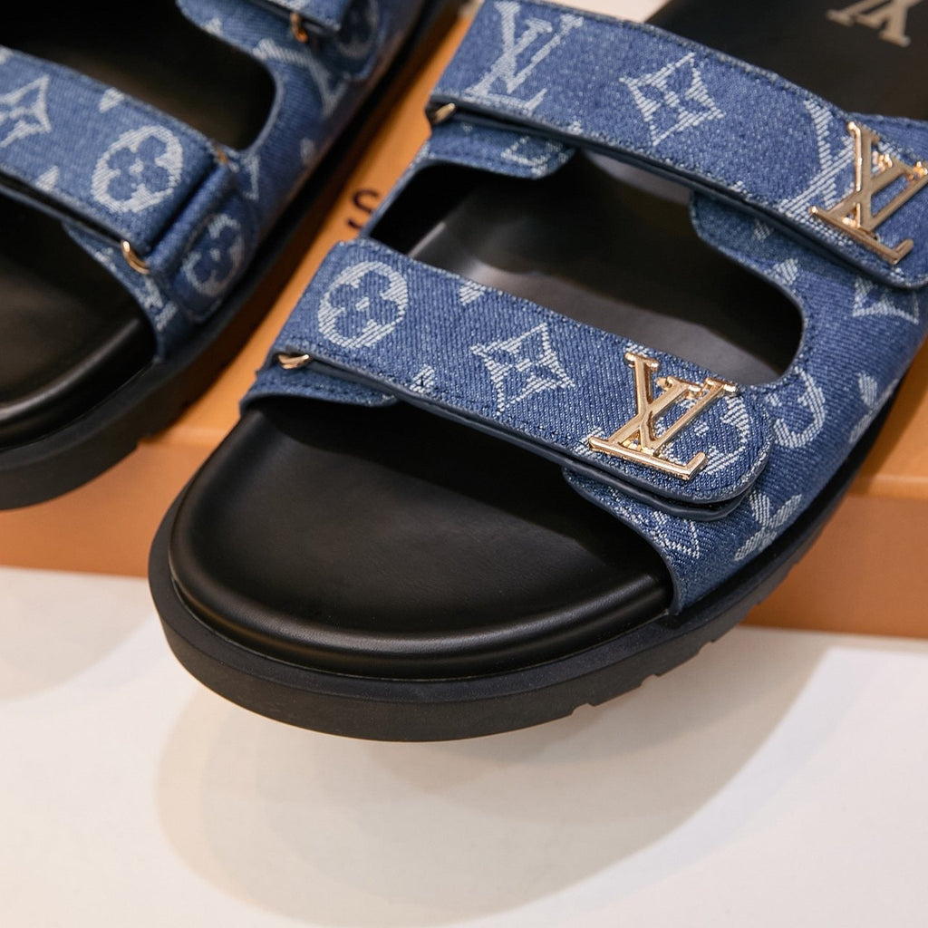 Louis Vuitton Blue Monogram Slide Sandals