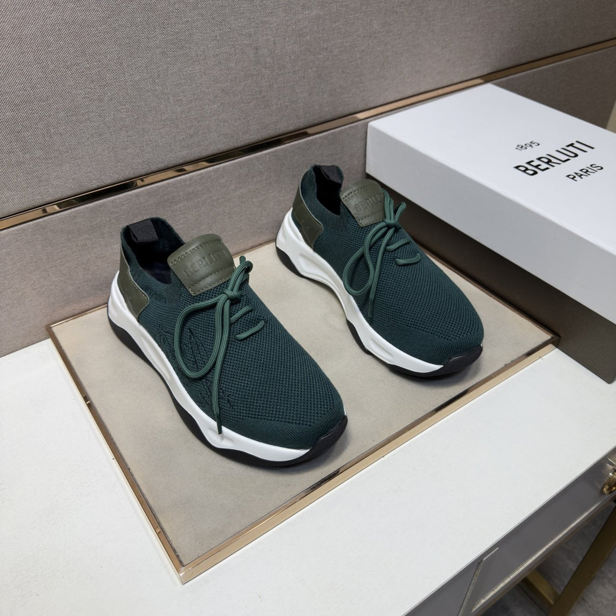 Berluti Men's Dark Green Low-Top Sneakers