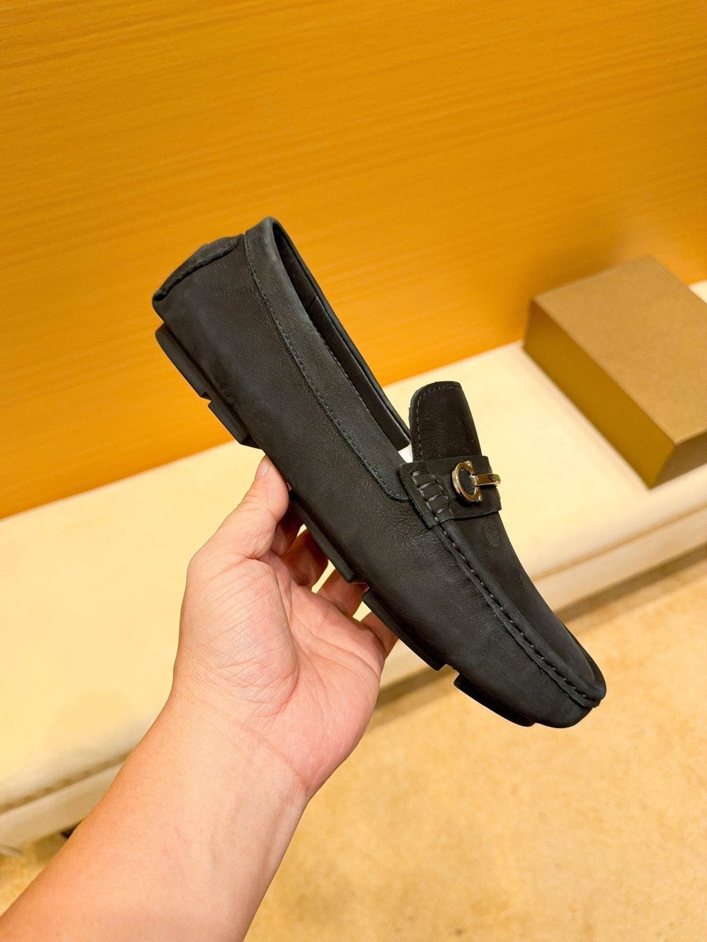 Ferragamo Men's Black Bit Loafers - Gold-Tone Hardware