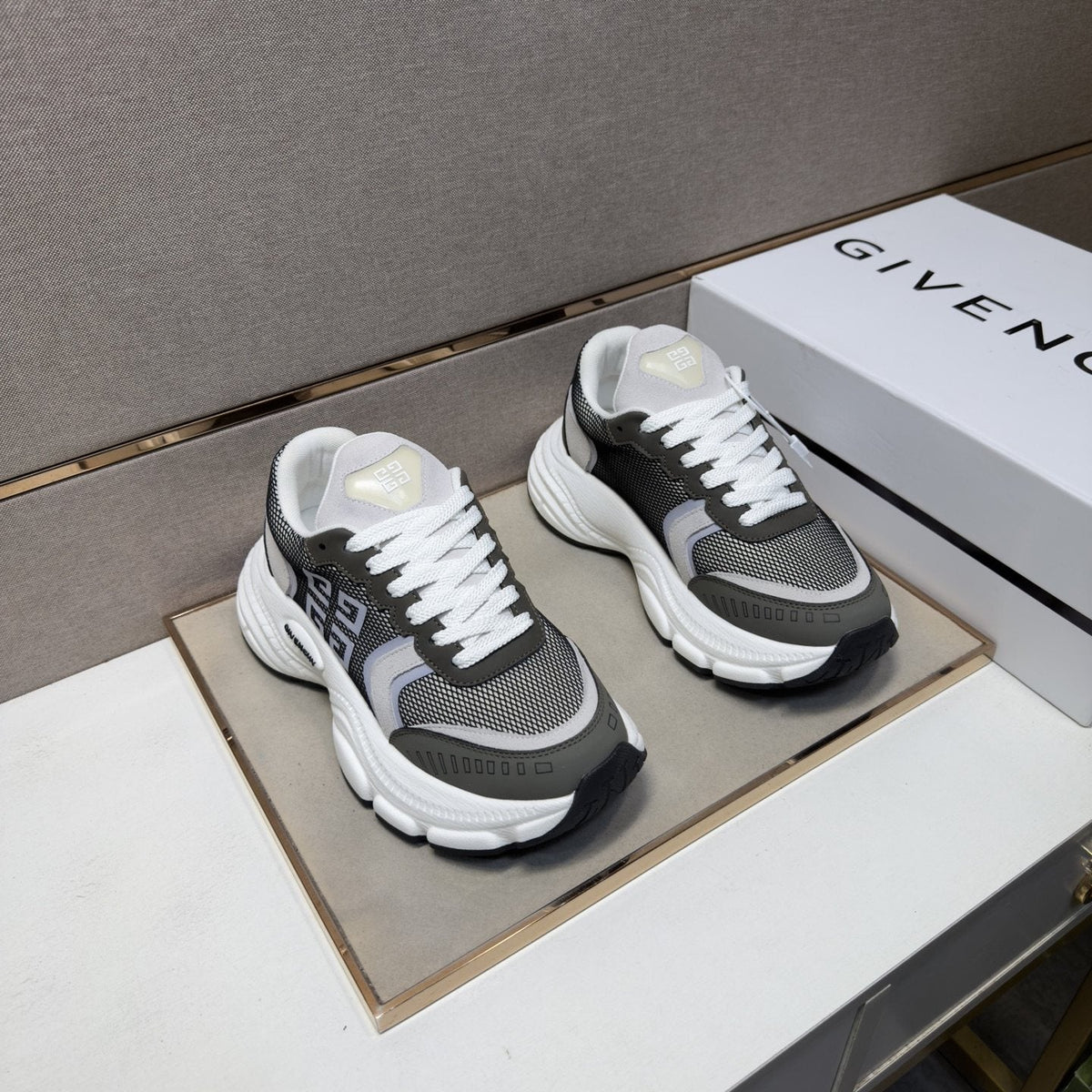 Givenchy Gray Mesh Panel Low-Top Sneakers