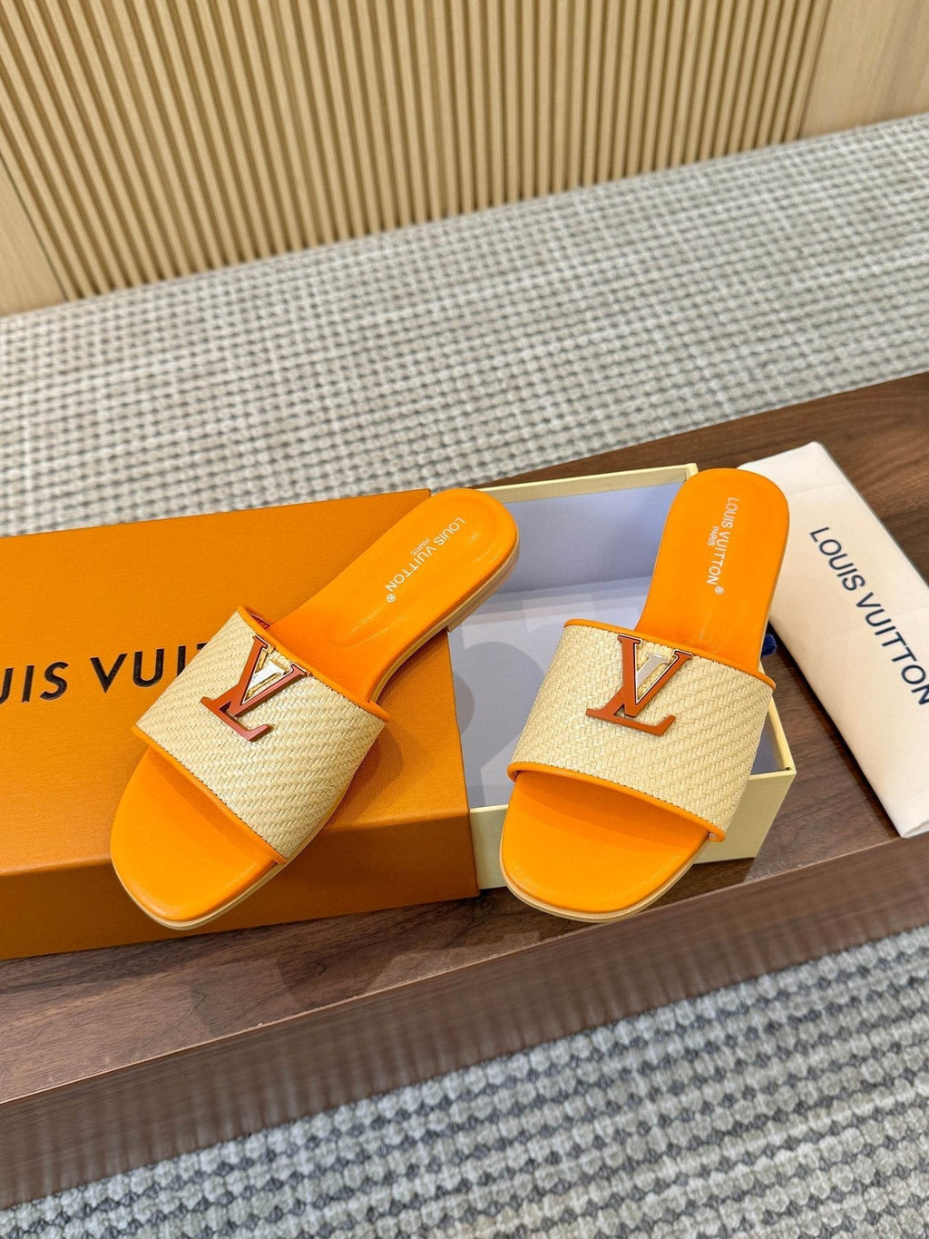 Louis Vuitton Textured Strap Slide Sandals