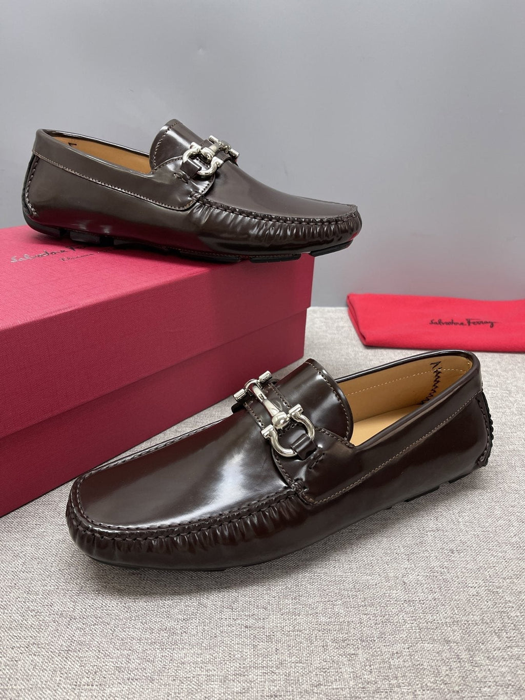 Ferragamo Men's Metal-Hardware Driving Loafers